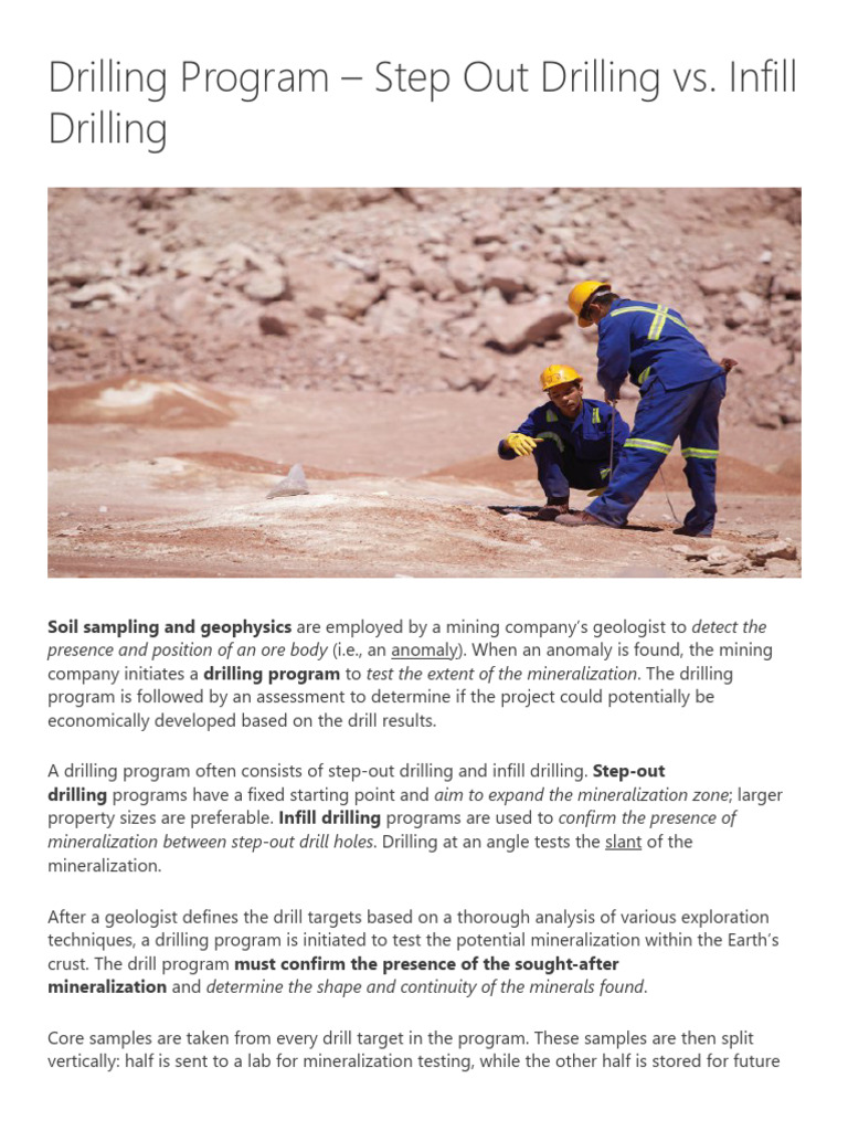 Infill vs. Step-Out Drilling in Mining | PDF