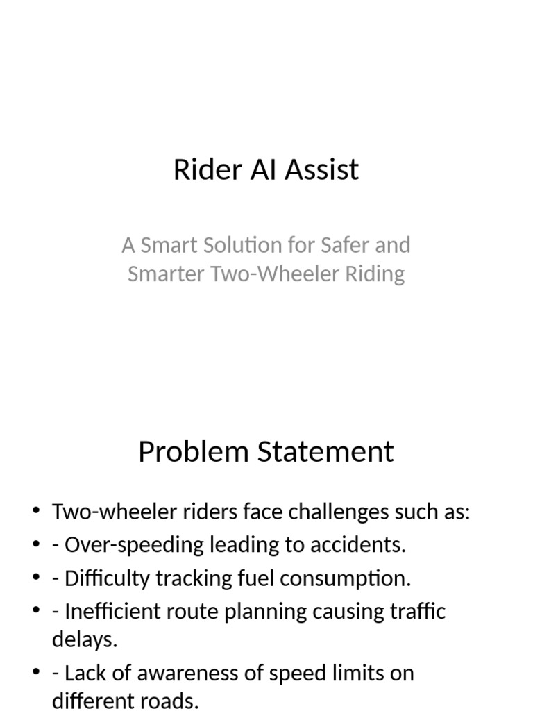 Rider AI Assist: Smart Two-Wheeler Safety | PDF