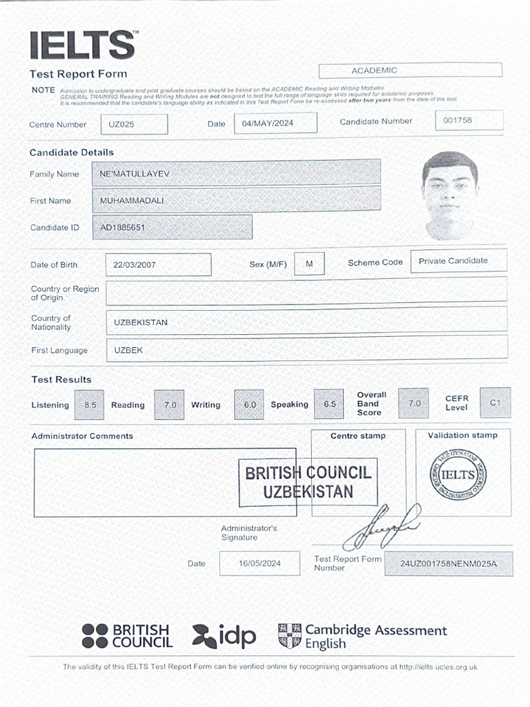 IELTS Certificate | PDF