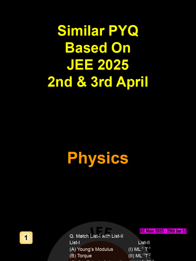 JEE Main 2025 & 2024 Physics Questions | PDF | Electronvolt ...