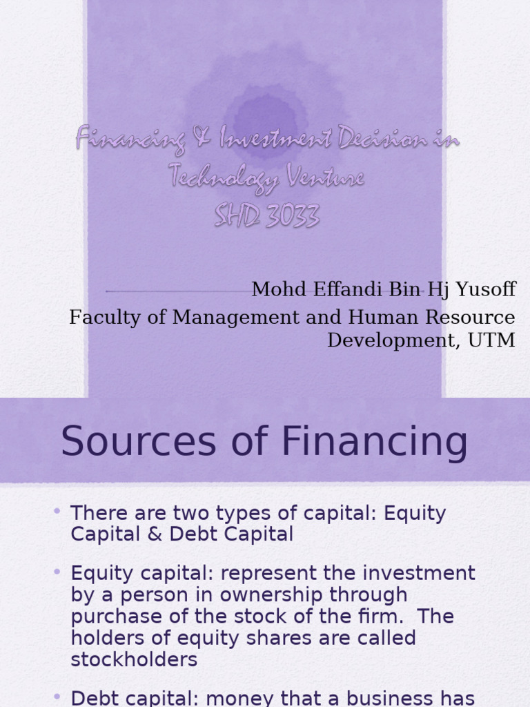 Sources of Financing for Startups | PDF | Entrepreneurship | Venture ...