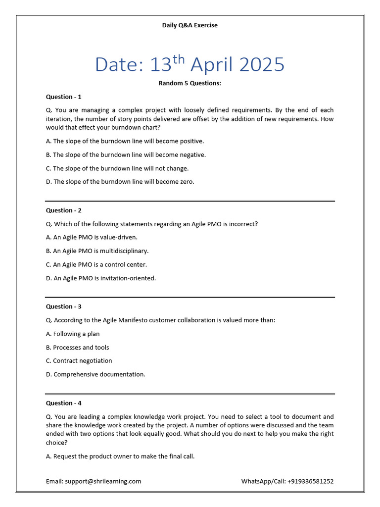 Daily Agile Q&A: Project Management Insights | PDF