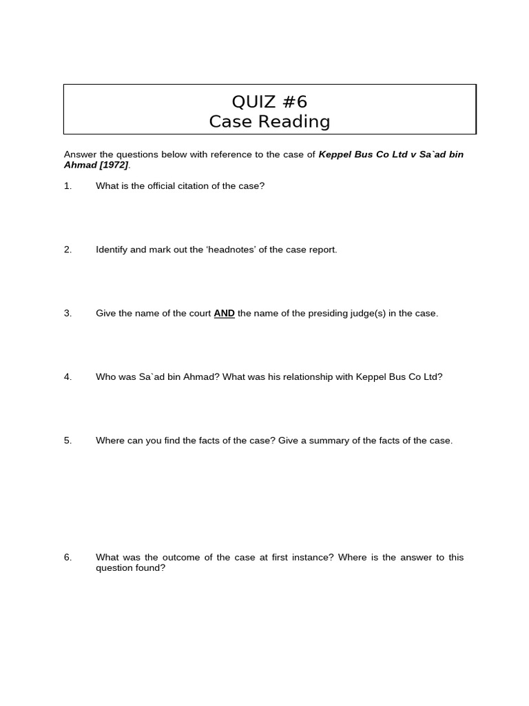 QUIZ #6 - Case Reading | PDF