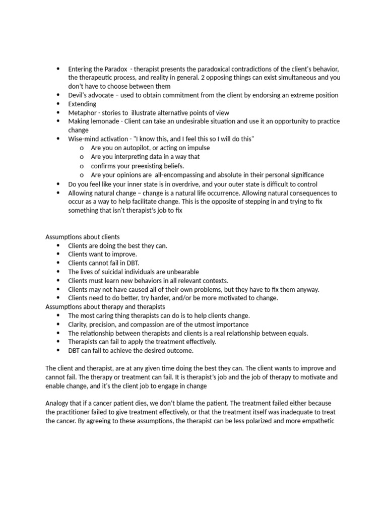 Paradoxical Approaches in DBT Therapy | PDF | Therapy | Dialectical ...