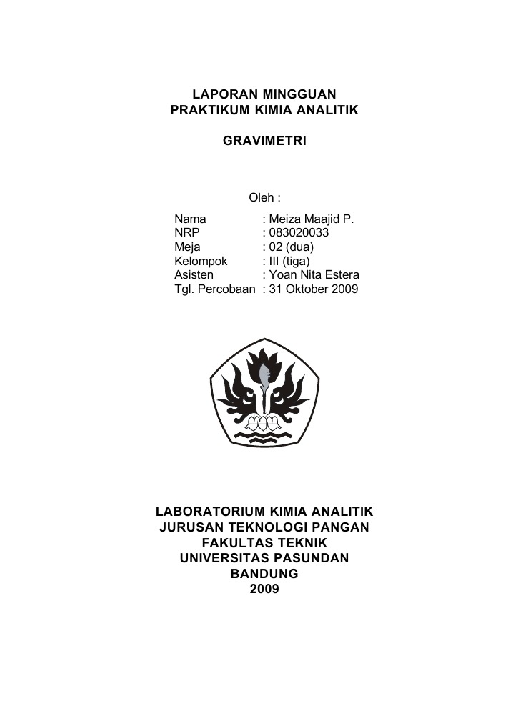 Laporan Mingguan Praktikum Kimia Analitik Gravimetri