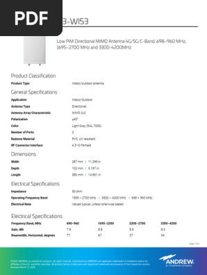 Cmax Dmf2 43 Wi53 Product Specifications | PDF | Antenna (Radio