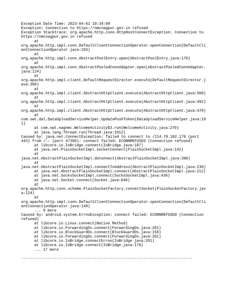 Connection Refused Error Report | PDF