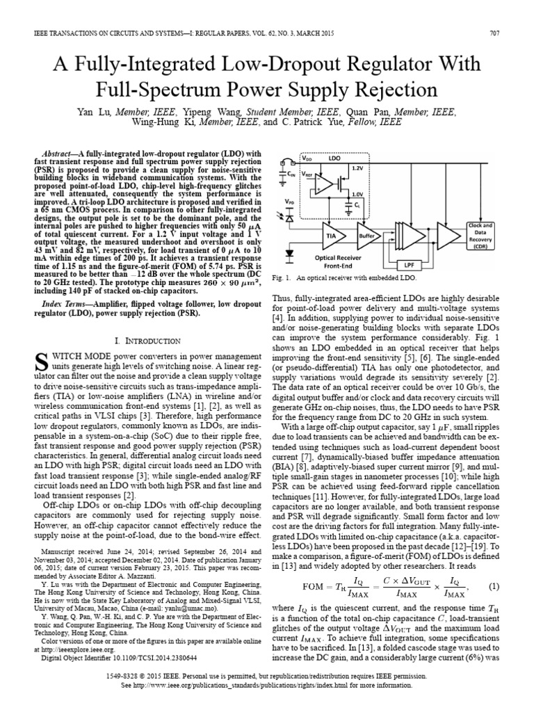 Integrated LDO with Enhanced PSR | PDF | Capacitor | Mosfet