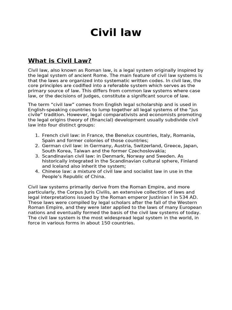 Overview of Civil Law Systems | PDF | Civil Law (Legal System) | Roman Law