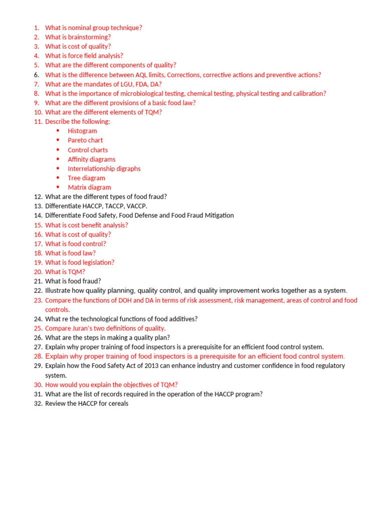 Food Quality Assurance Overview | PDF