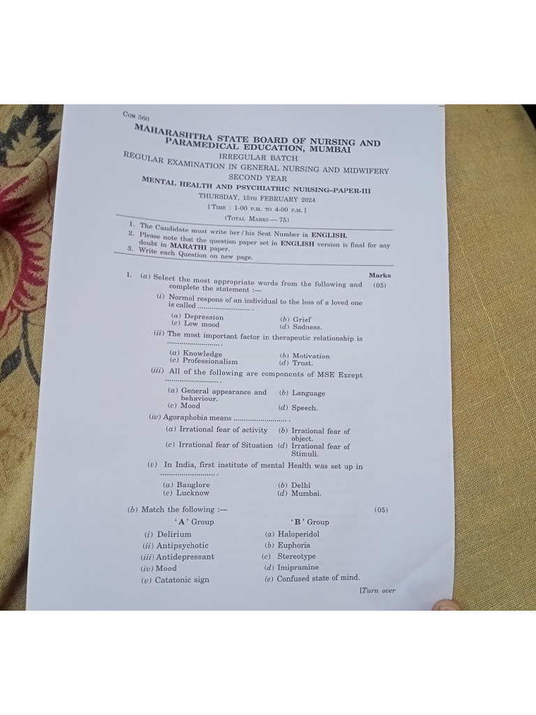 Psychiatric Paper 2nd Year | PDF