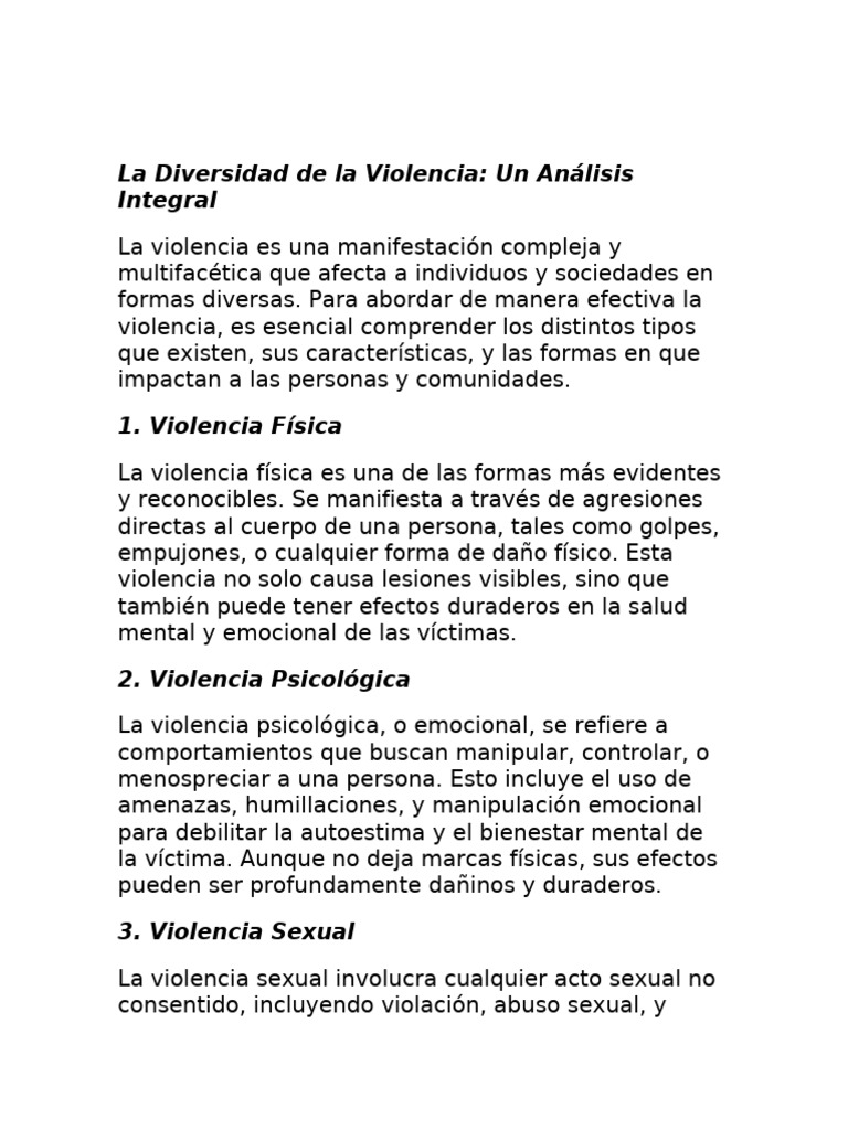 Tipos de Violencia: Un Análisis Integral | PDF | Violencia | Violación