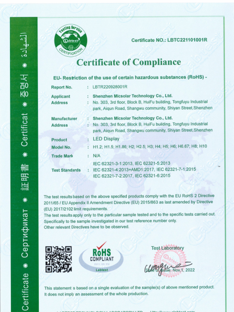 RoHS Certifications | PDF