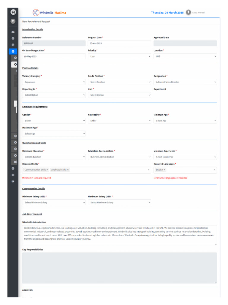HR recruitment Phase 1 - input screen | PDF