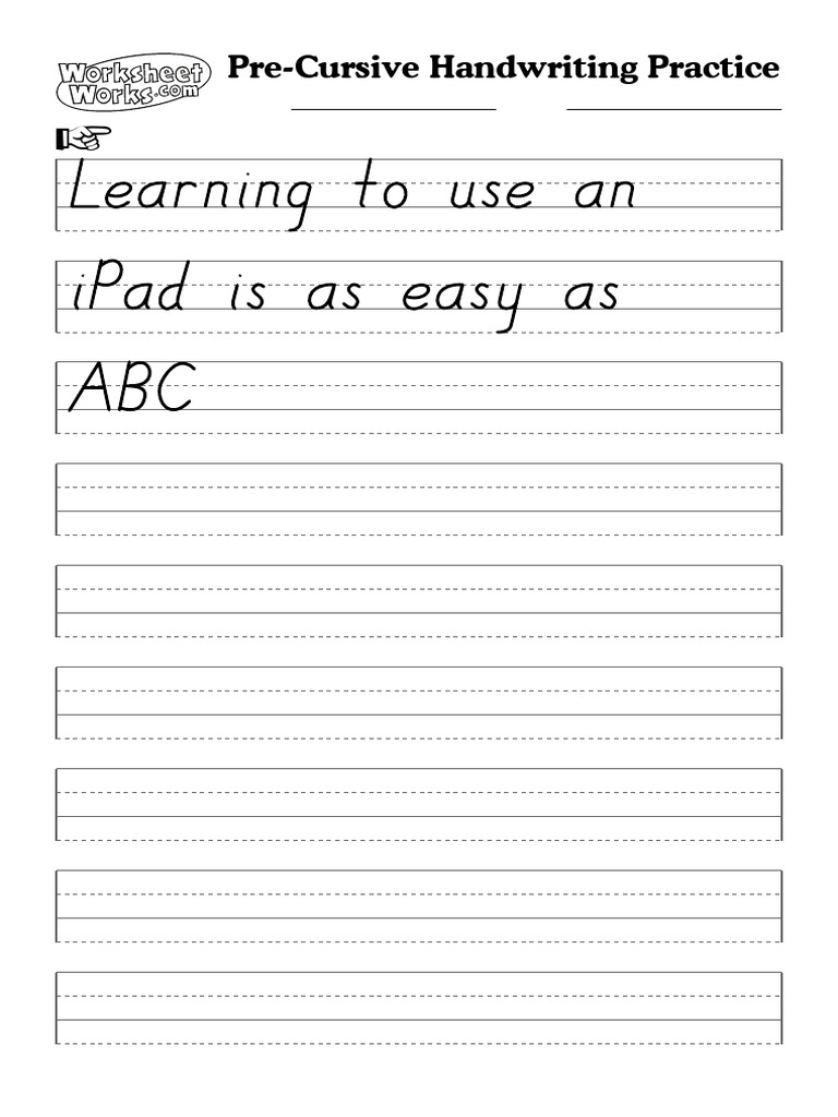 Pre-Cursive Handwriting Worksheet | PDF