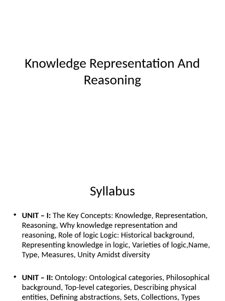 Logic and Reasoning in Knowledge Representation | PDF | Logic ...