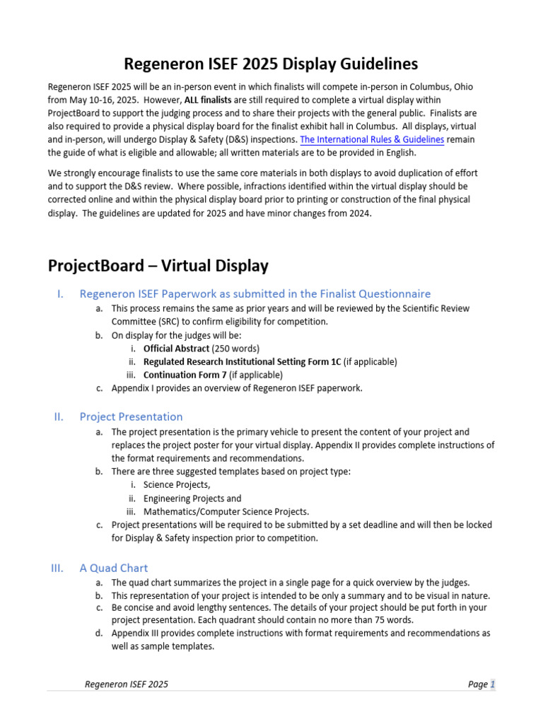 ISEF 2025 Display Guidelines | PDF | Data | Statistics