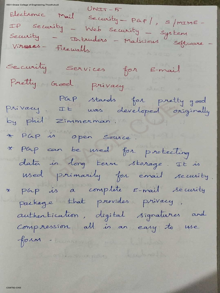Grace College Engineering CNS Course | PDF