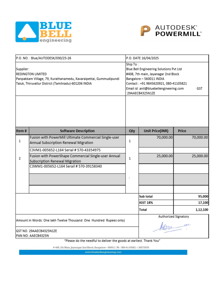 Purchase Order for Software Renewal | PDF | Computing