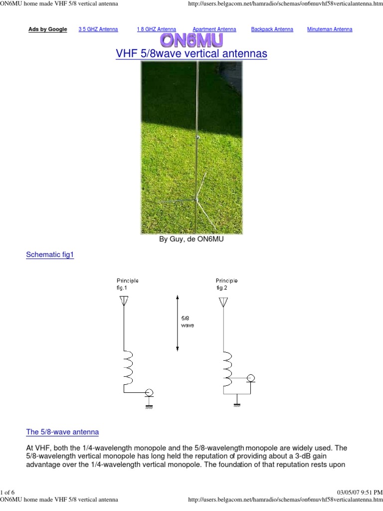 VHF 5/8wave Vertical Antennas: Schematic Fig1 | PDF | Antenna (Radio