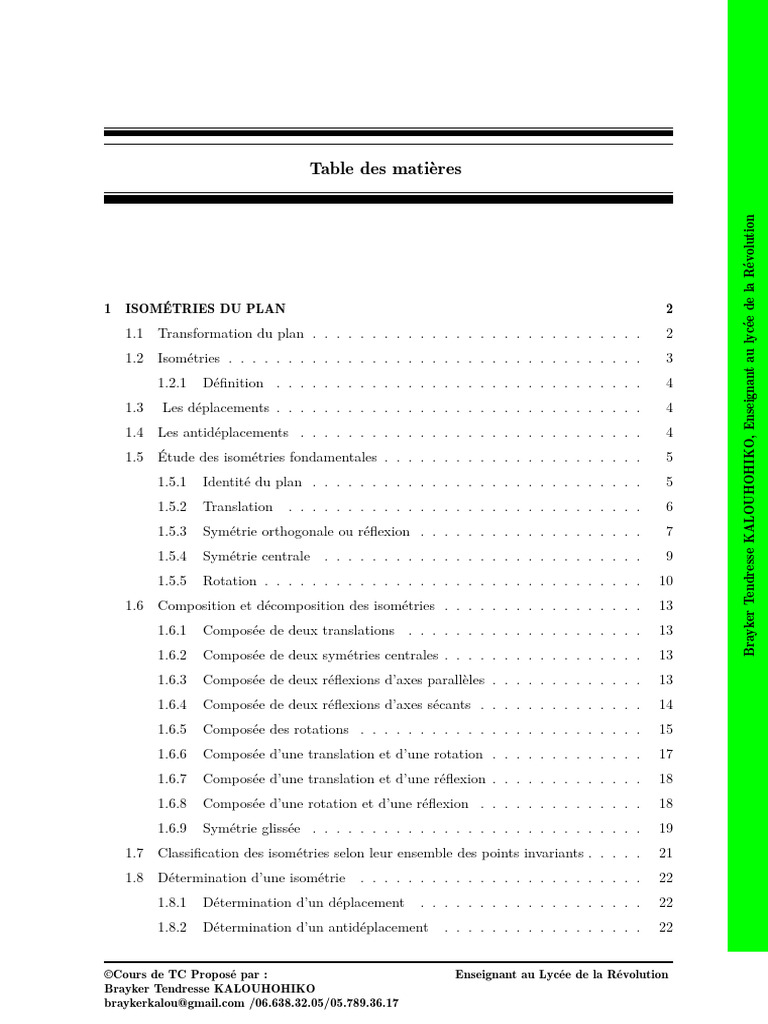 Isométries du Plan : Cours Complet | PDF | Angle | Triangle