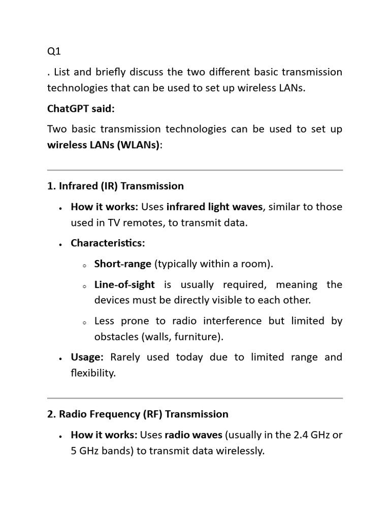 Wireless LAN Technologies Overview | PDF | Wireless Lan | Wi Fi