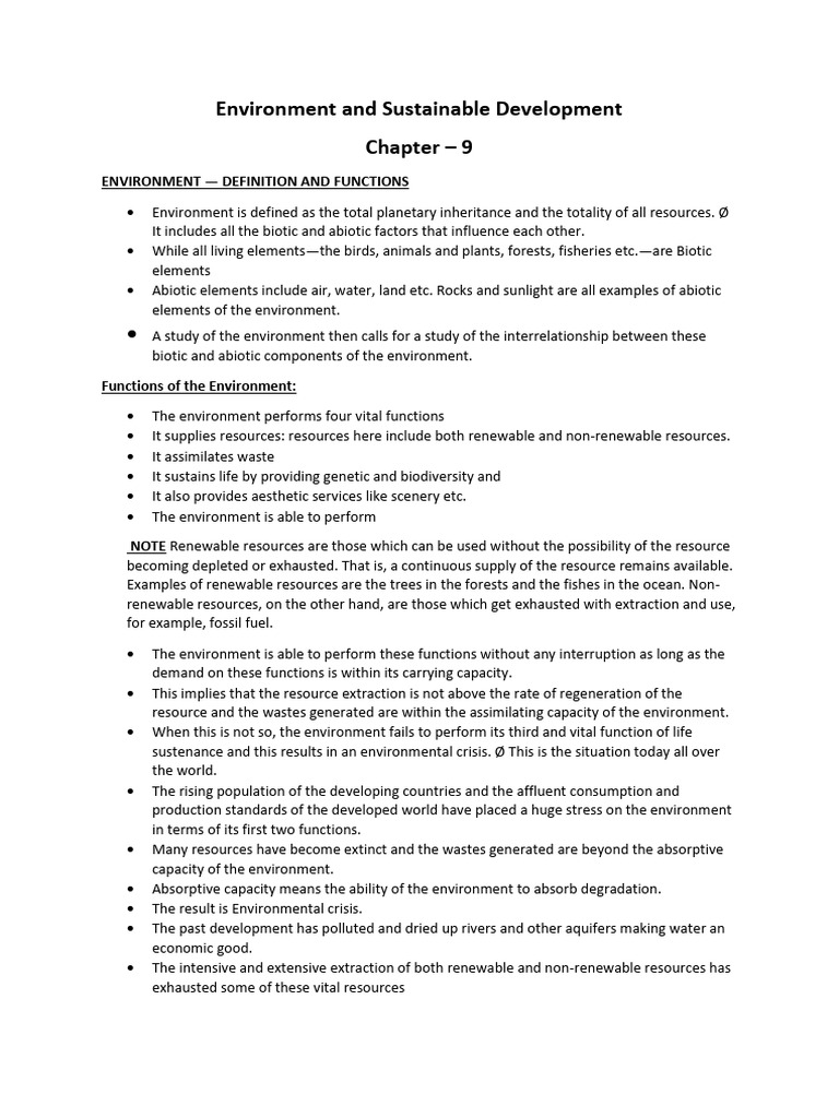 Environment And Sustainable Development Pdf Sustainable Development