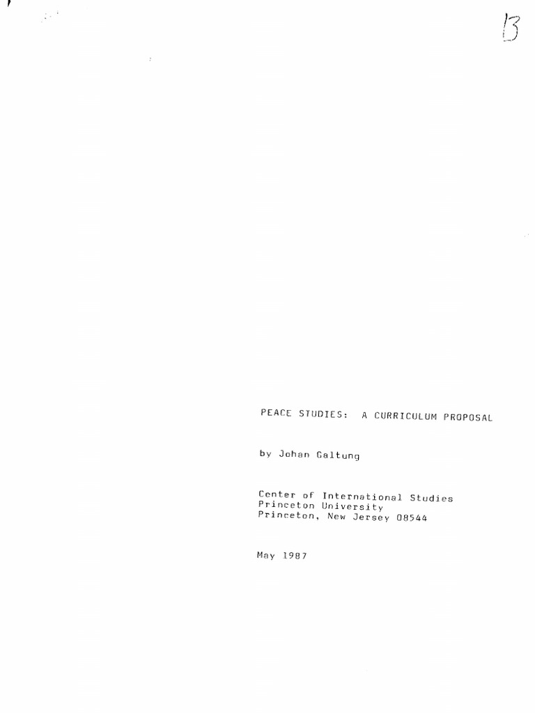Peace Studies - A Curriculum Proposal | PDF | Cognition | Science