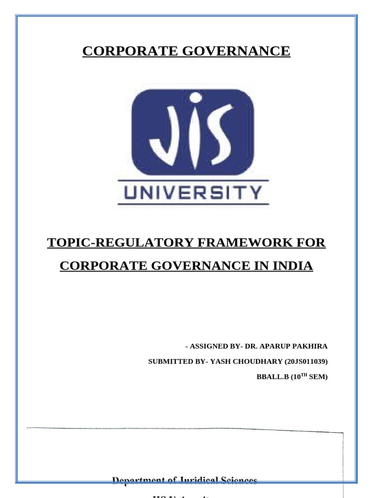Corporate Governance Framework in India | PDF | Governance | Corporate ...