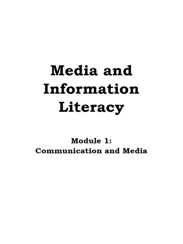 Media and Information Literacy LECTURE 1 | PDF | Communication ...