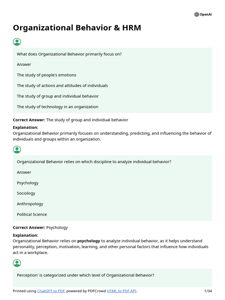 Organizational Behavior & HRM (1) | PDF | Leadership | Employee Retention