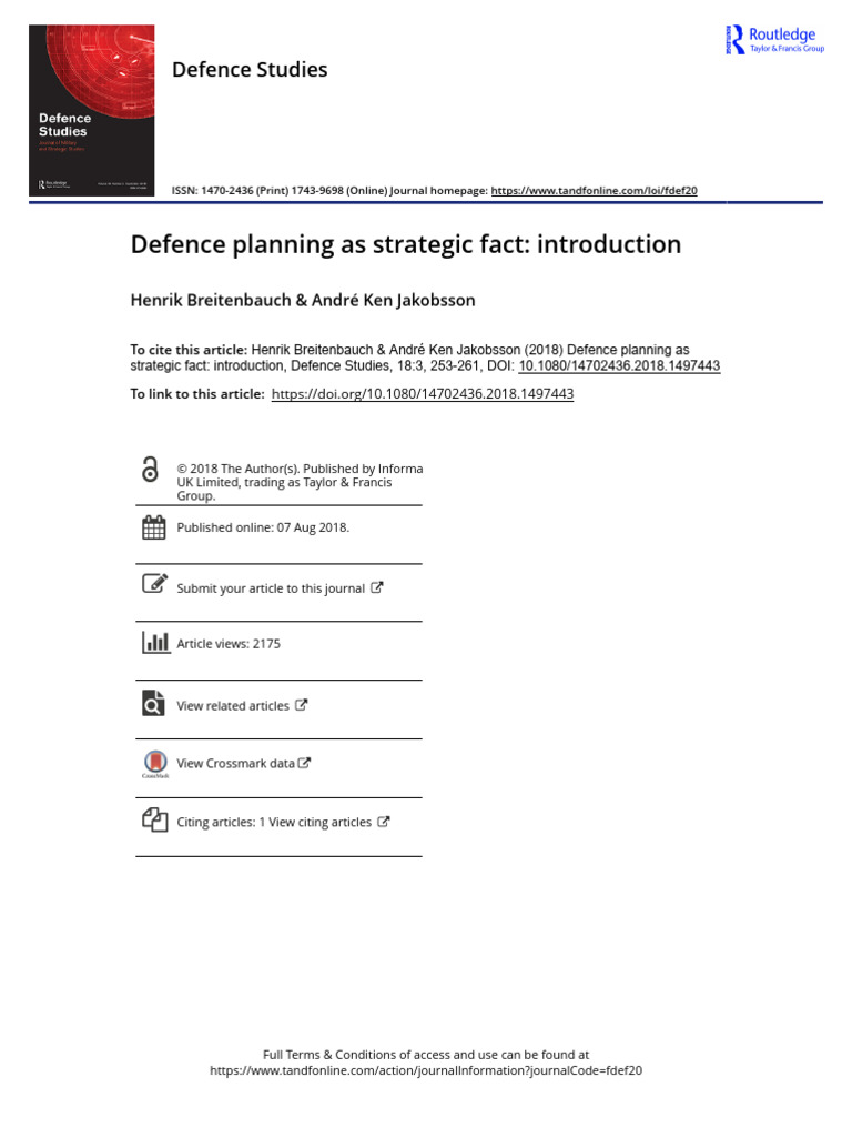 Defence_planning_as_strategic_fact_intro | PDF | Military | Policy