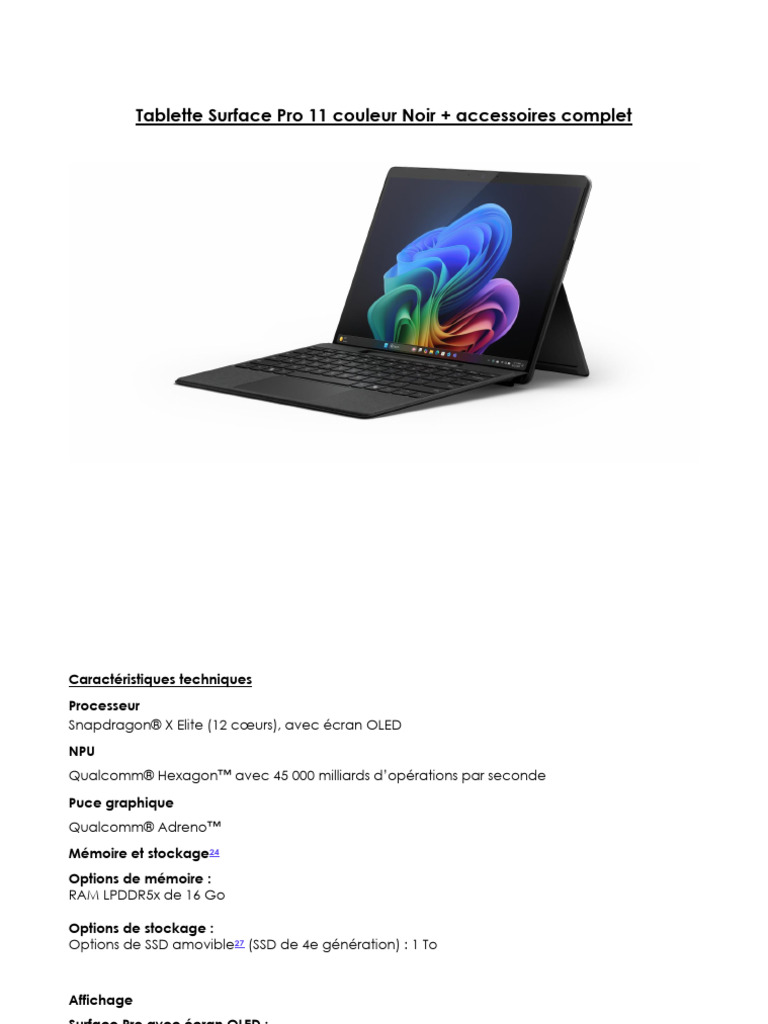 Tablette Microsoft Surface Pro 11 | PDF | Recyclage | Microsoft