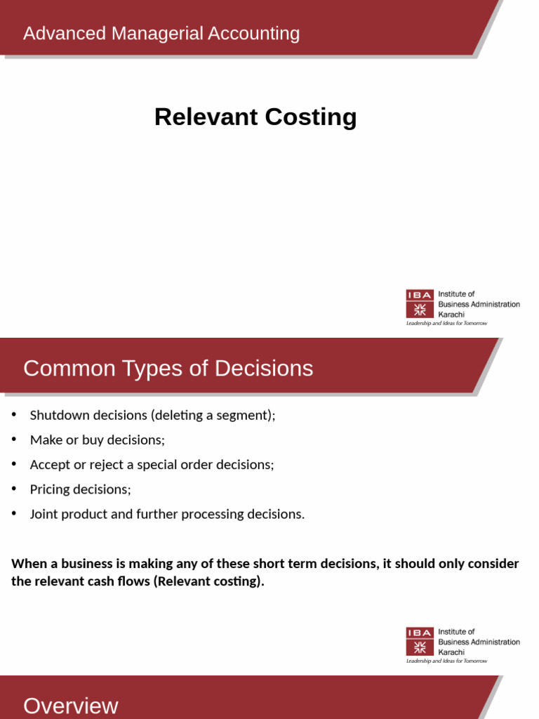 Relevant Costing in Managerial Decisions | PDF | Cost | Opportunity Cost