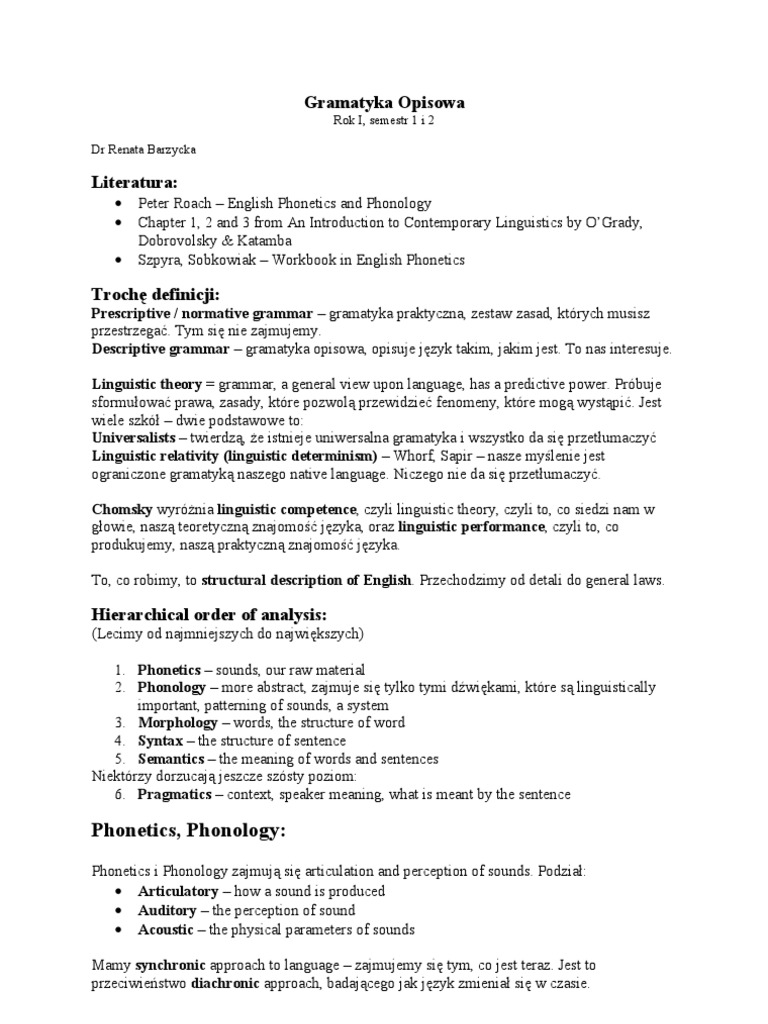 Gramatyka Opisowa Języka Angielskiego Testy