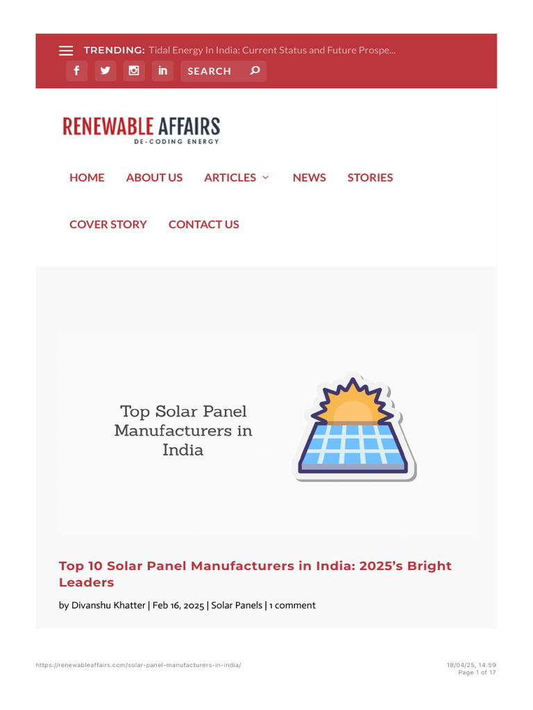 Top 10 Solar Panel Manufacturers India 2025 | PDF | Photovoltaics ...