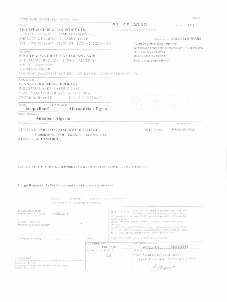 Commercial Invoice for Sewage Treatment Unit | PDF