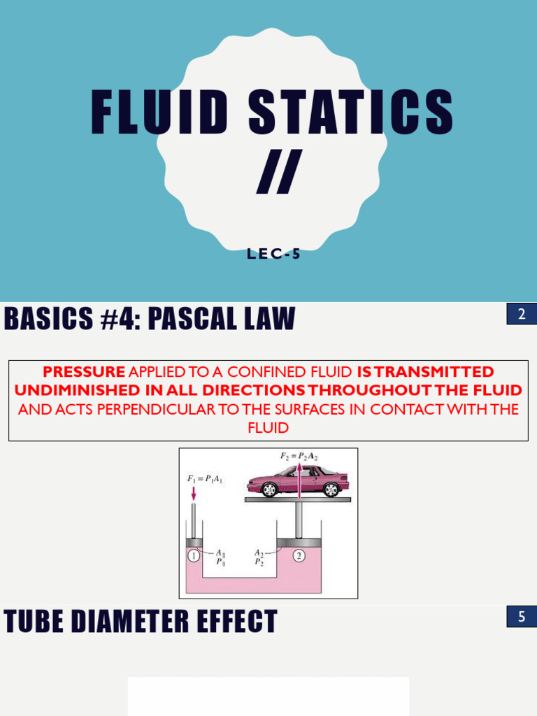 5 - Fluid Statics II | PDF | Pressure Measurement | Pressure