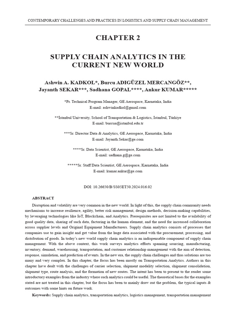 Transportation Analytics in Supply Chains | PDF | Supply Chain | Analytics