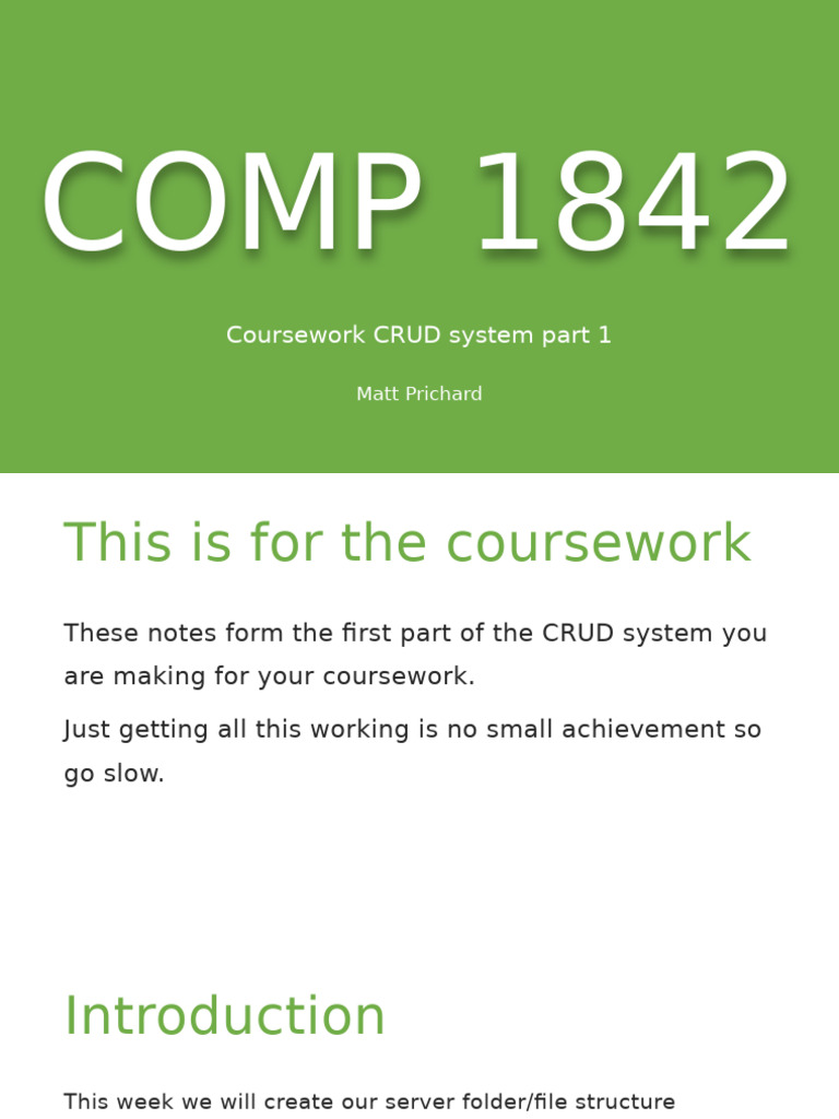 1842 Week8 CRUD Part1 | PDF | Directory (Computing) | Software Engineering