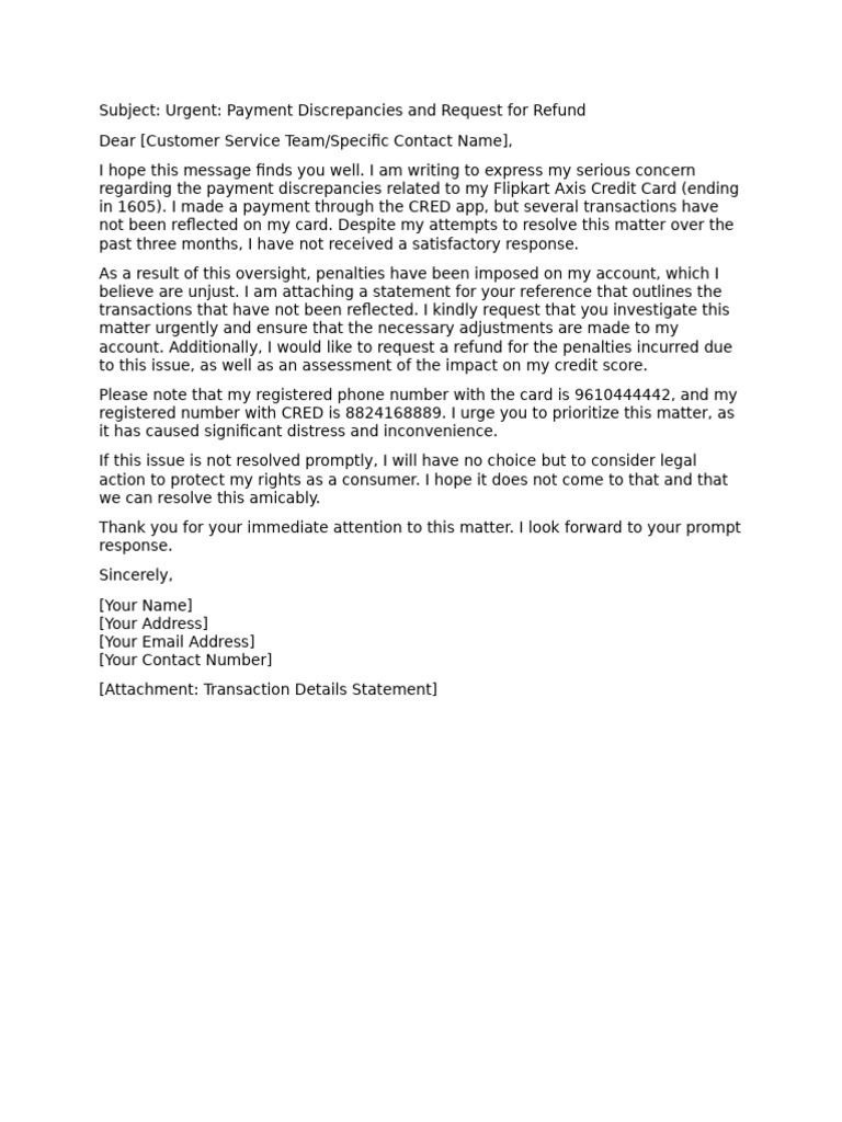 Refund Request for Payment Discrepancies | PDF