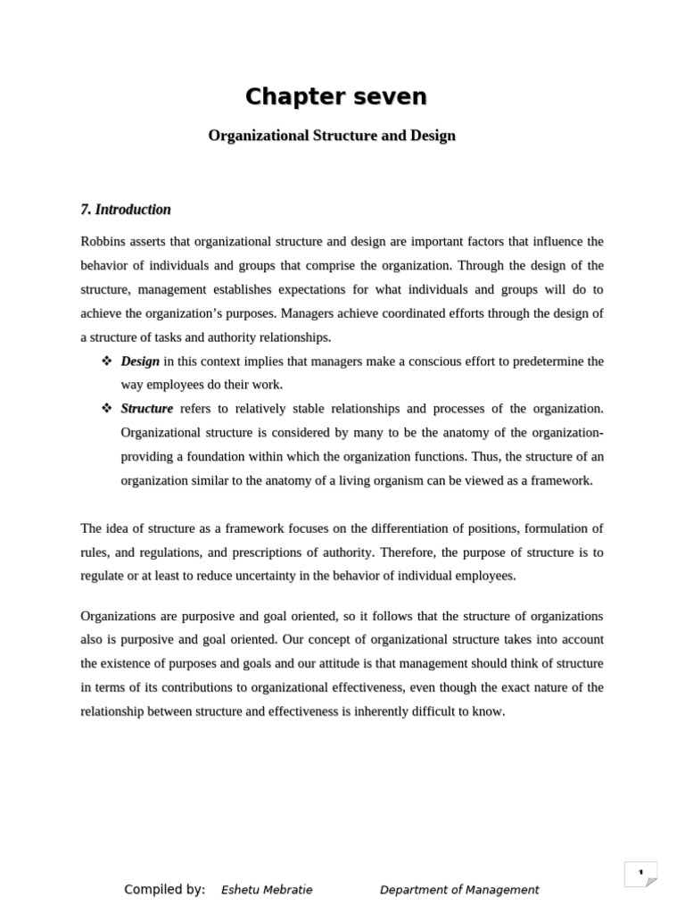 Organizational Behaviour Chapter-7 | PDF | Organizational Structure | Goal