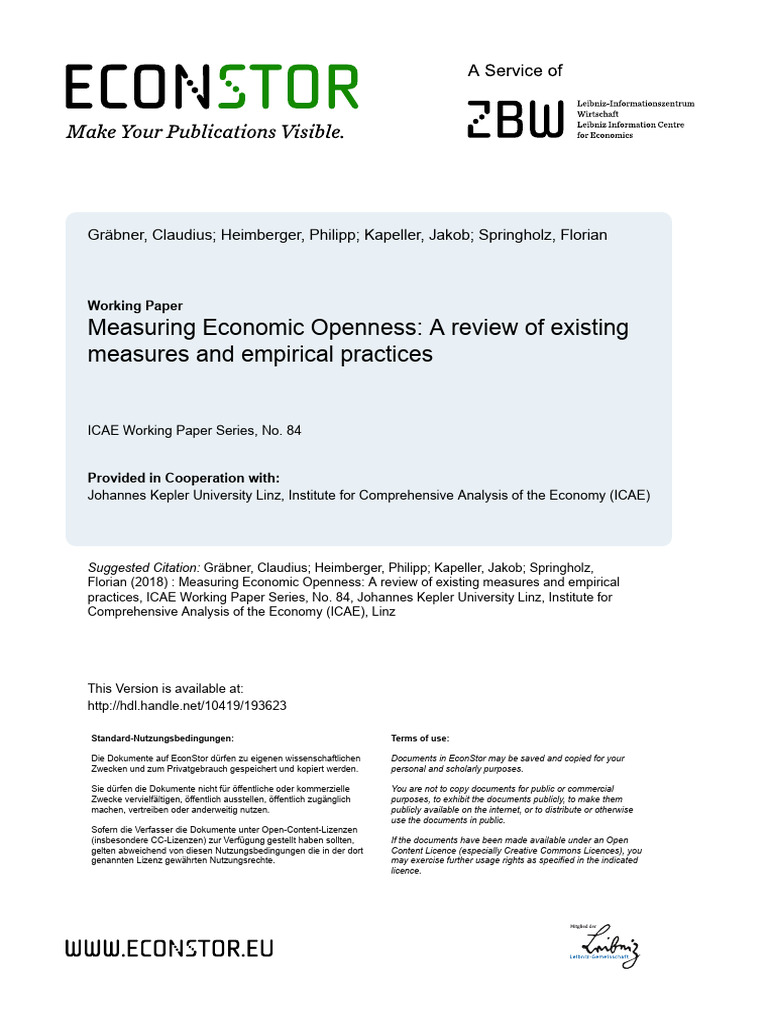 Review of Economic Openness Measures | PDF | Gross Domestic Product ...