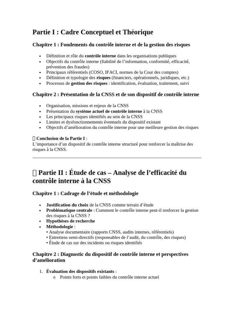 Contrôle interne et gestion des risques à la CNSS | PDF | Contrôle ...