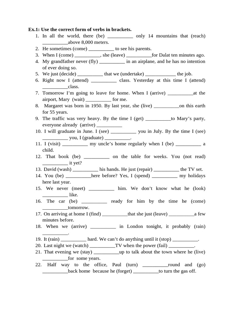 Verb Form Exercises and Quiz | PDF