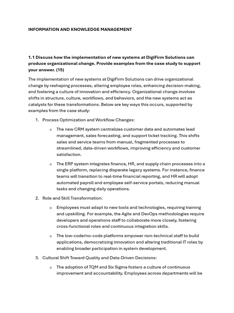 Organizational Change through New Systems | PDF | Enterprise Resource ...