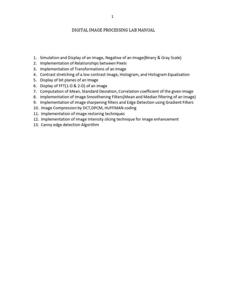 Digital Image Processing Lab Manual | PDF | Data Compression | Vision