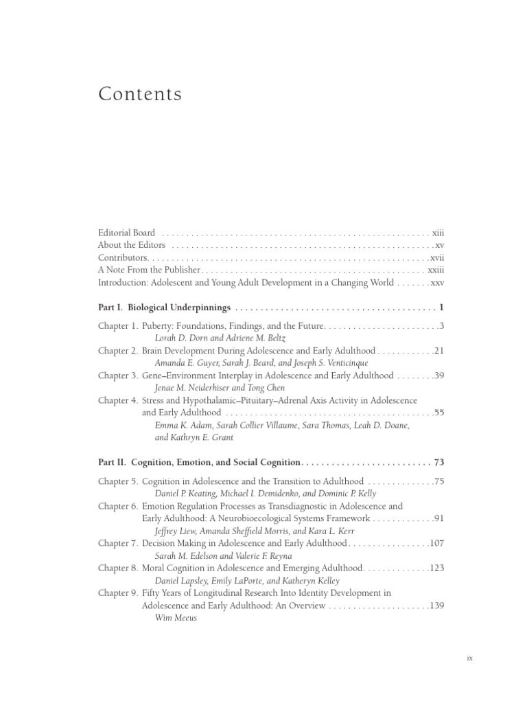 Apa Handbook Adolescent Young Adult Development Sample Chapter | PDF ...