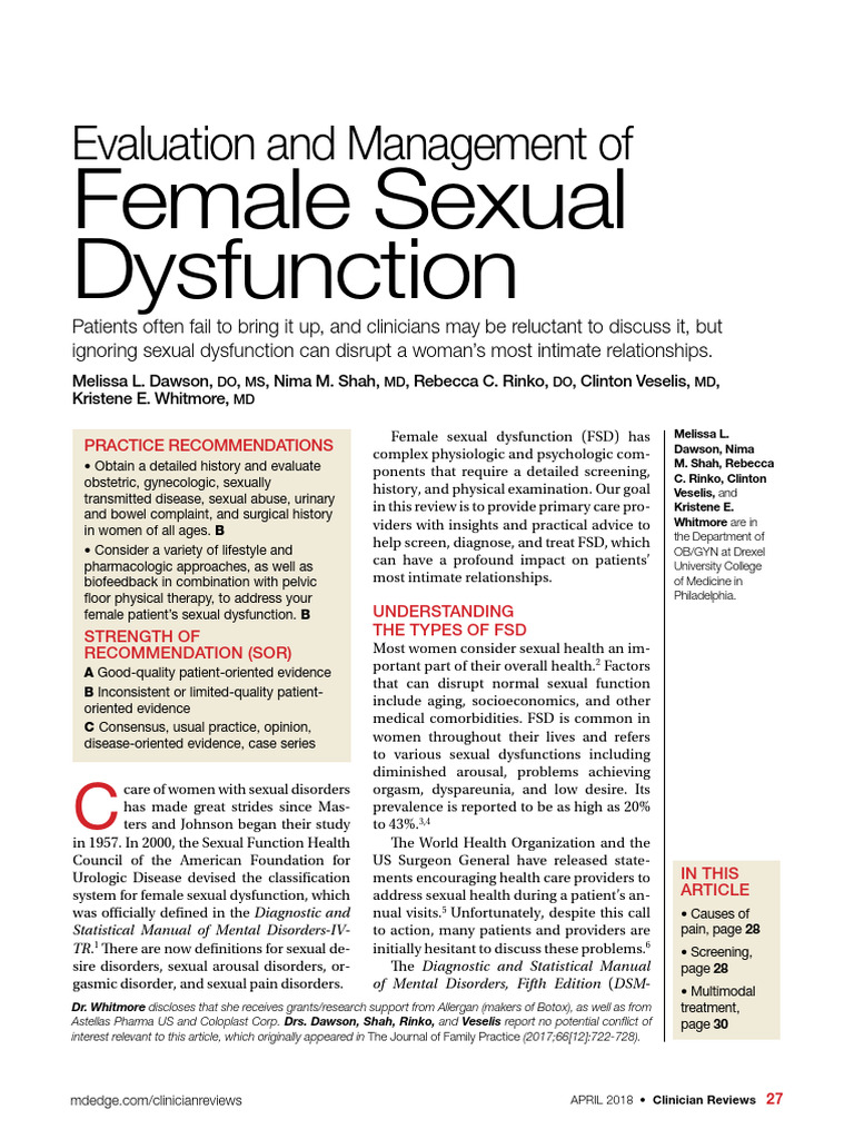female sexual dysfunction | PDF | Sexual Dysfunction | Labia