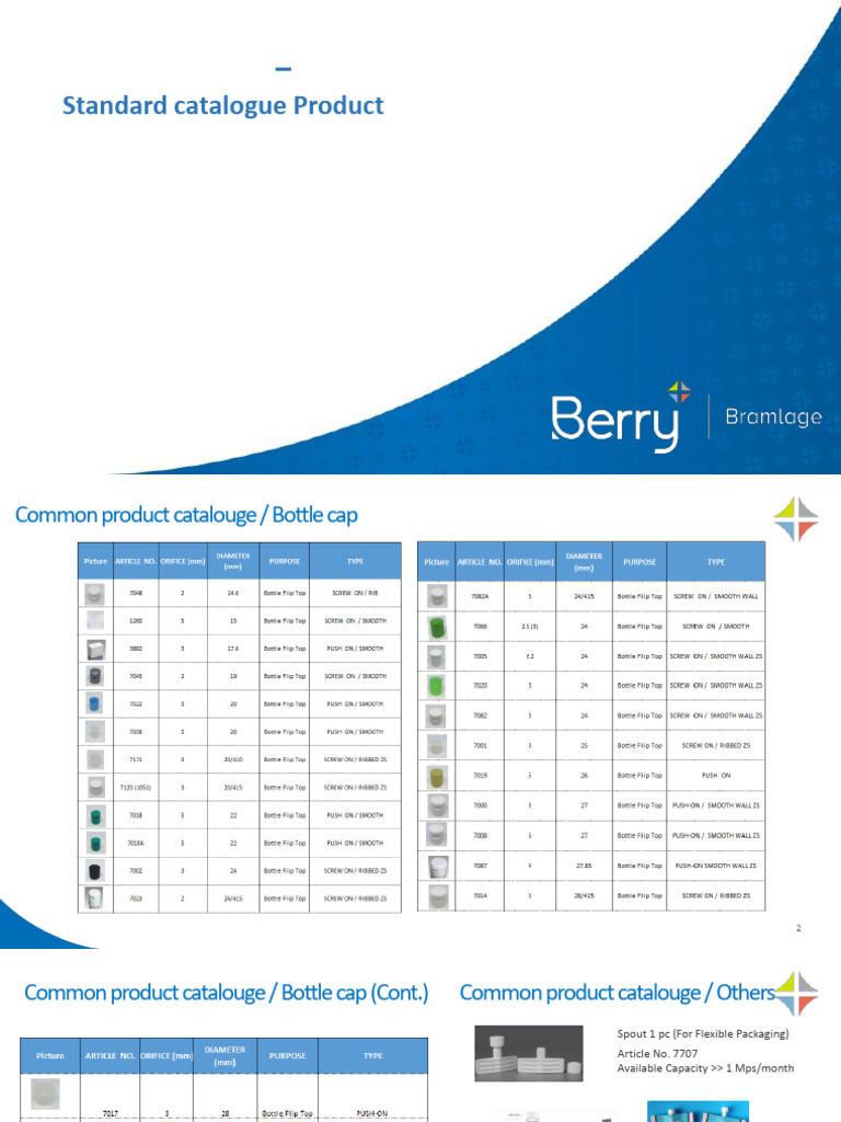 Berry Global - Obrist Thailand Standard Closures | PDF | Toiletry